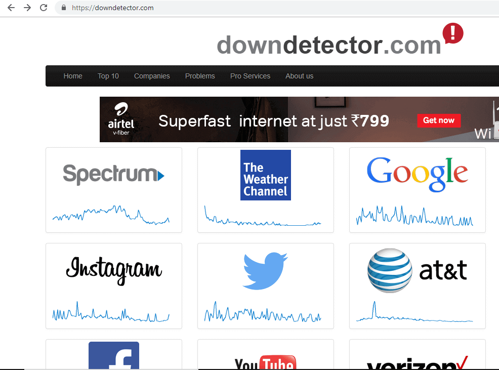 Open website downdetector.com using any browser