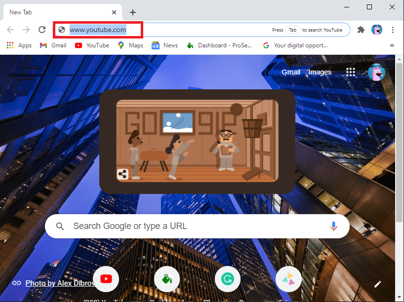 Open youtube on web browser. 