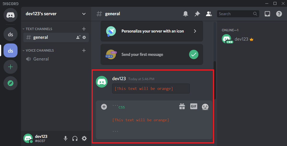 Orange Color for Text in Discord
