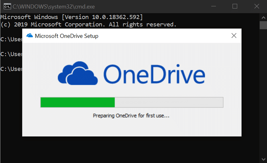 After your execution of this code, windows will install One drive into your PC. Follow the setup or installation process to install. 