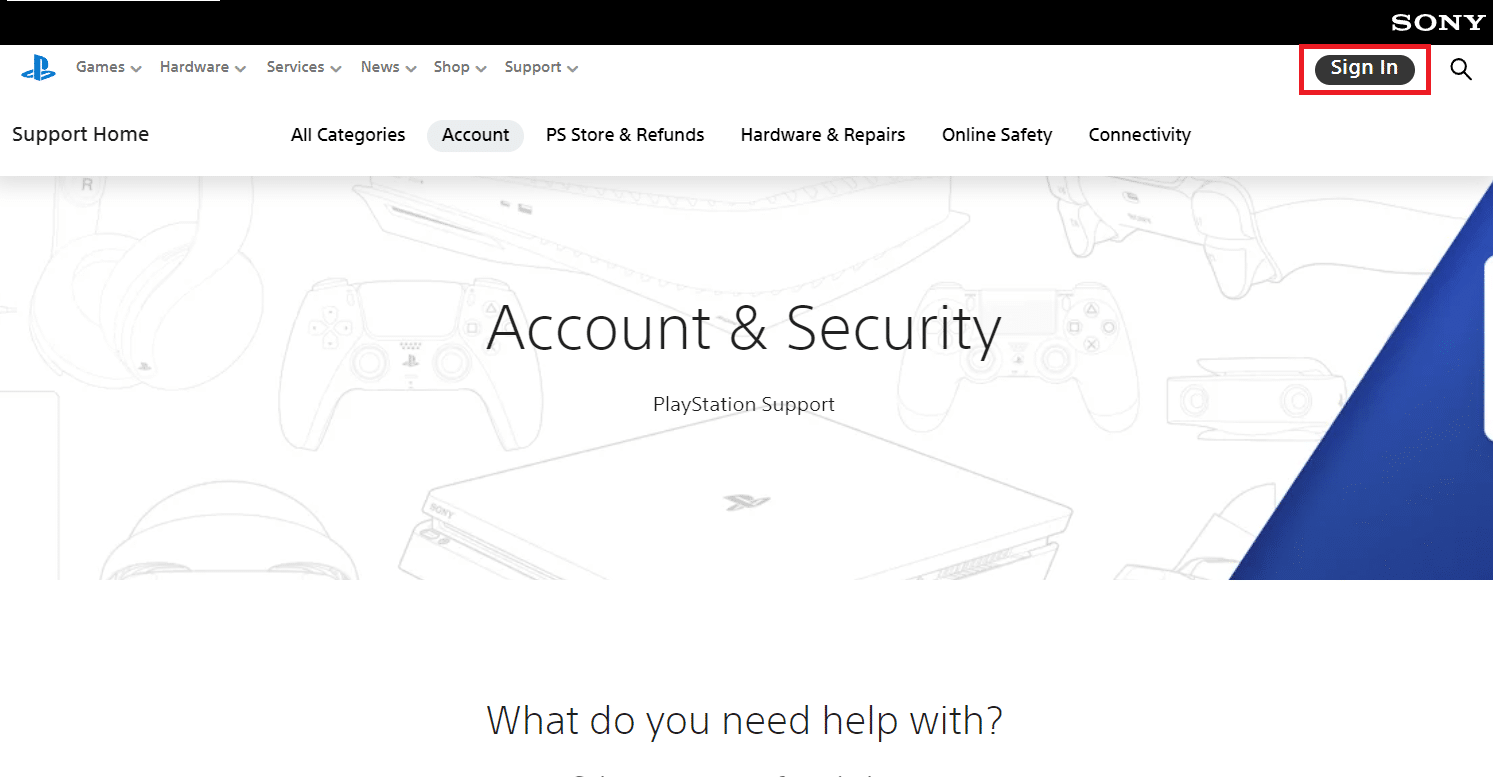 PlayStation Account & Security page