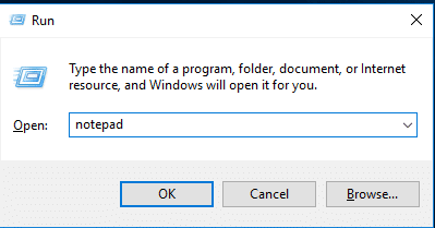 Press OK to open Notepad