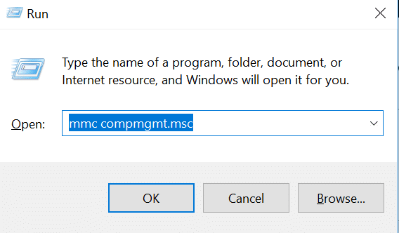 Press Windows Key + R then type mmc compmgmt.msc and hit Enter.