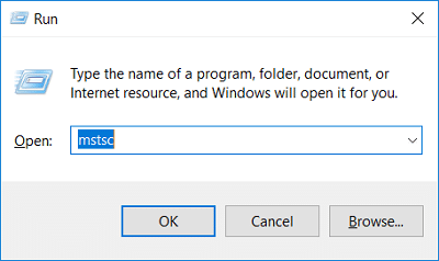 Press Windows Key + R then type mstsc and hit Enter | How to Setup Remote Desktop Connection on Windows 10