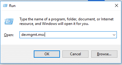 Trykk Windows + R og skriv devmgmt.msc og trykk Enter