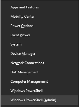 Press Windows + X and open Windows PowerShell with admin access