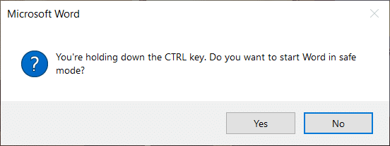 Press & hold the CTRL key then double-click on any Word document