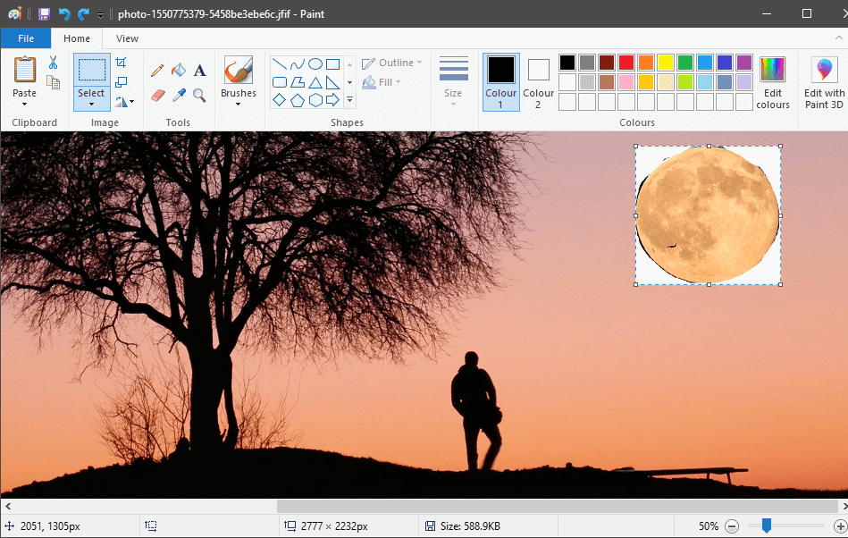 Press ‘CTRL+V’ to paste the previous selection onto the new image | How to Make Background Transparent in MS Paint