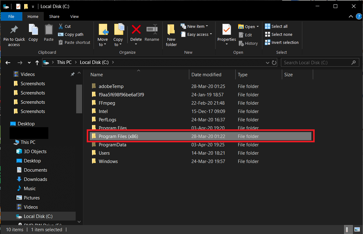Locate the Program Files (x86) folder  | Access Steam Screenshot Folder on Windows 10