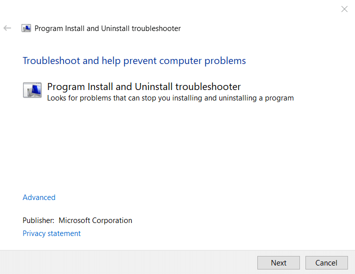Program Install and Uninstall Troubleshooter. Fix The Feature You Are Trying to Use is on a Network Resource That is Unavailable