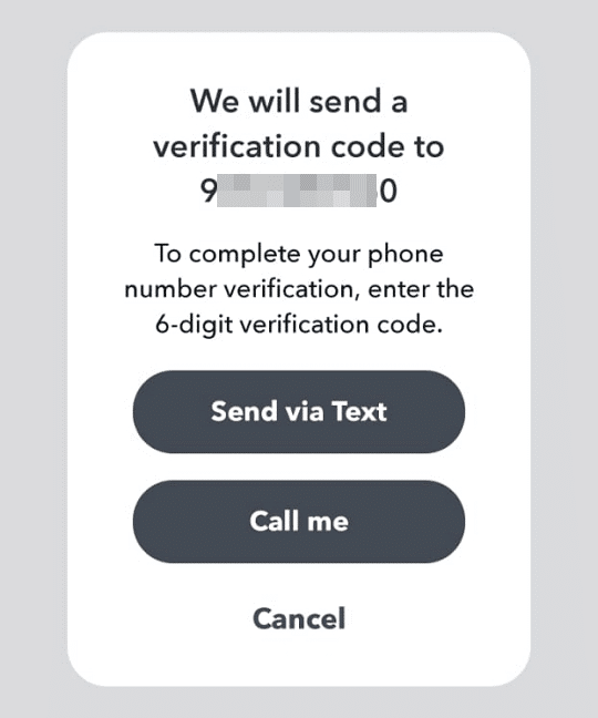 Receive the verification code “via Text” or “phone call” | How to Reset Snapchat Password Without Phone Number