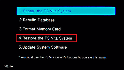 Recovery-menu-Restore the PS-Vita system