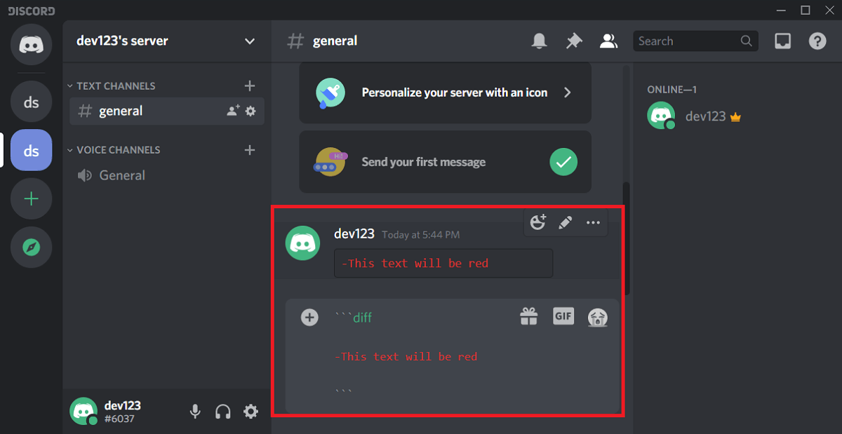 Red Color for Text in Discord |