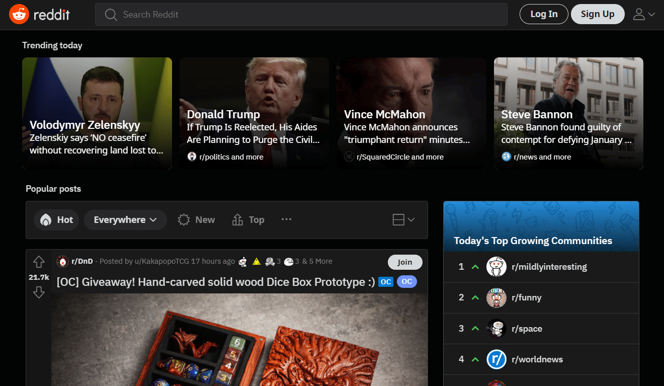 Reddit official website homepage