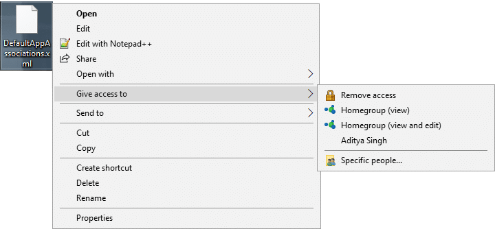 Remove Give access to from the Context Menu in Windows 10