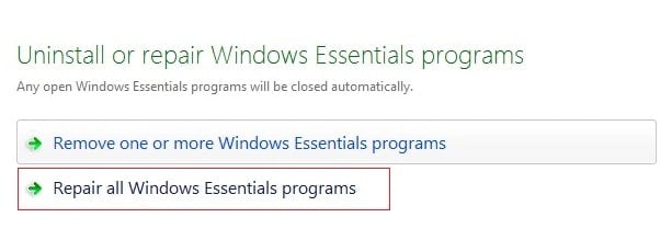 Repair Windows Essentials