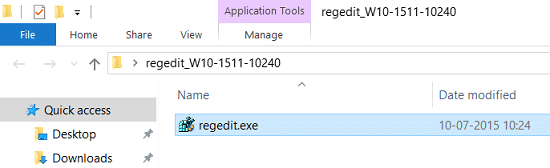 Replace regedit.exe from the extracted folder to Windows folder