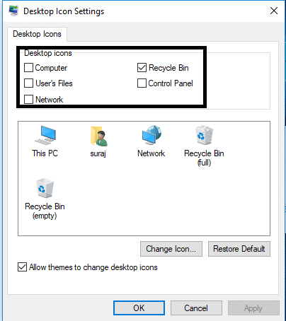 Восстановление старых значков на рабочем столе в Windows 10