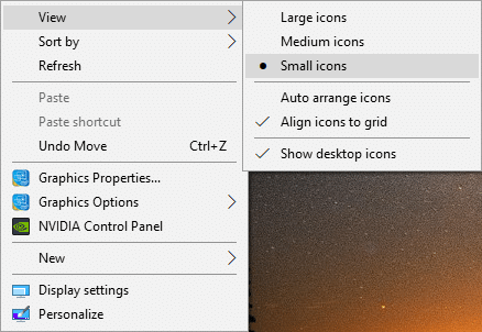 Right-click and from view select Small icons