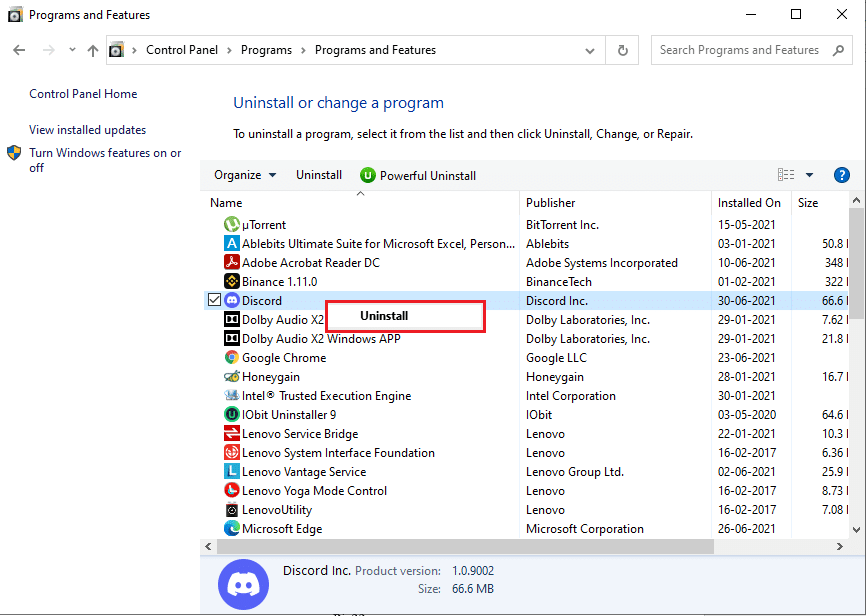 Right-click on Discord and select Uninstall. How to fix Discord Overlay not working