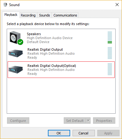 Right-click on HDMI or Digital Output Device option and click on Set as Default