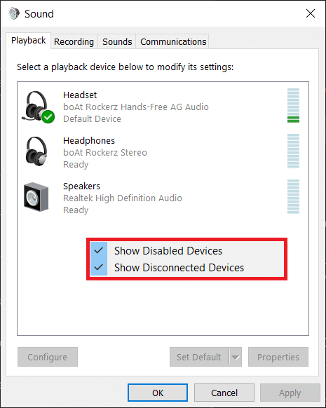 Right-click on any empty area and enable Show Disabled & Show Disconnected Devices