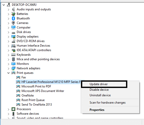 Right click on it to select Update Driver option