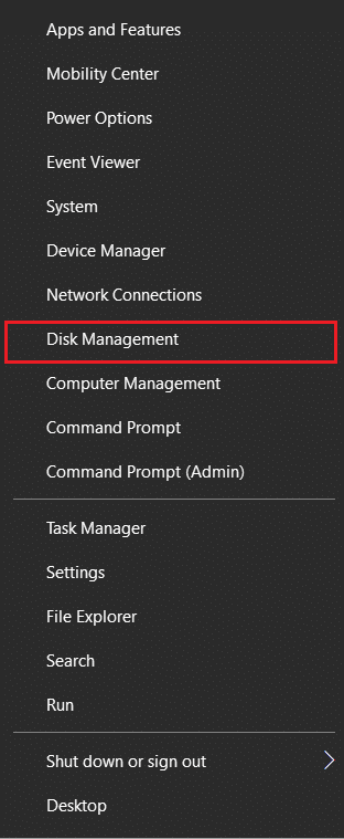 Right click on start menu and select disk management