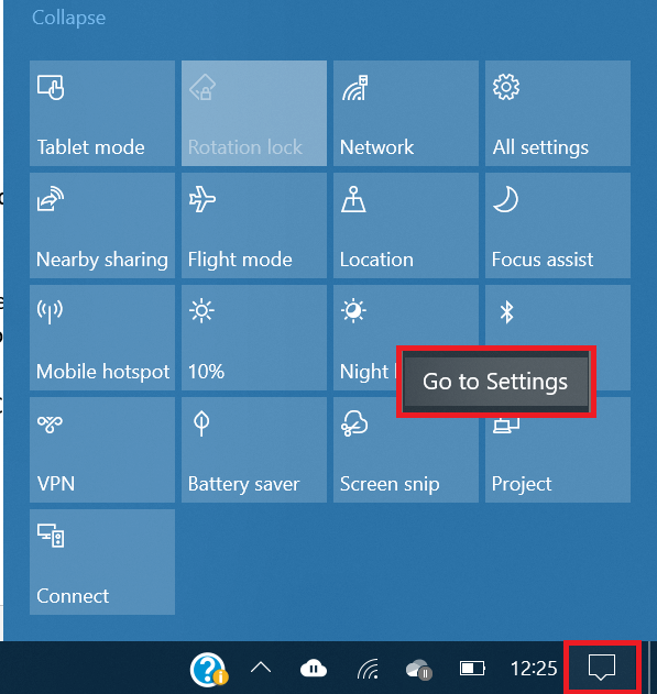 Right-click on the Bluetooth icon and open the Bluetooth settings.