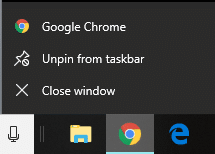 Right-click on the Chrome icon available at the taskbar