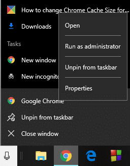 Right-click on the Google Chrome option available in the menu that will open up