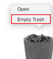 Right-click on the Trash icon from the taskbar and click on Empty Trash