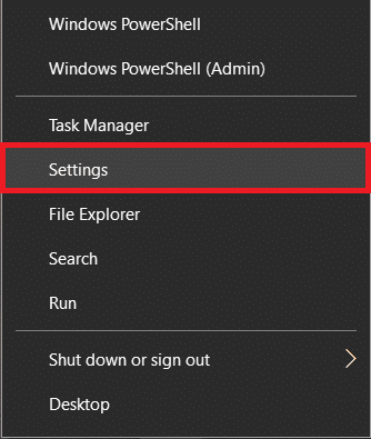 Right-click on the start button and select Settings