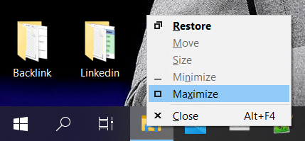 Right-click on your application in the taskbar then click on the maximize option