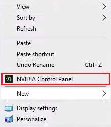 Right-click on your desktop screen to bring up the context menu and click on NVIDIA Control Panel