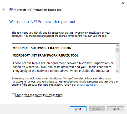 Run Microsoft .NET Framework Repair Tool