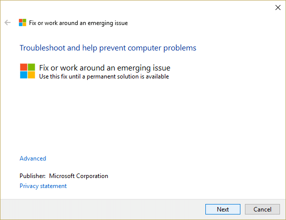 Run Microsoft Troubleshooting Assistant