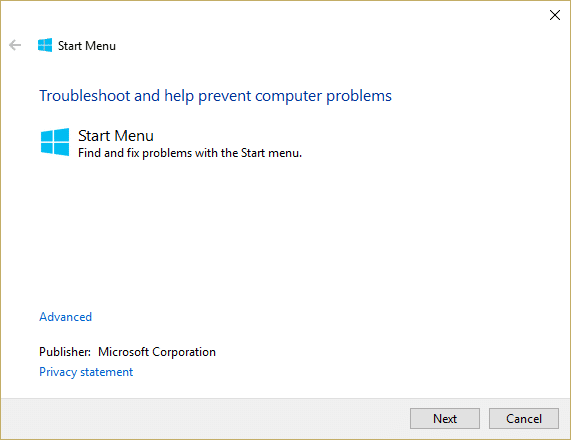 Run Start Menu Troubleshooter | This file does not have a program associated with it for performing this action [SOLVED]