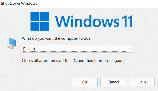 Нажмите кнопку «ОК», и ваша система перезагрузится через несколько секунд. | как принудительно закрыть программу в Windows 11