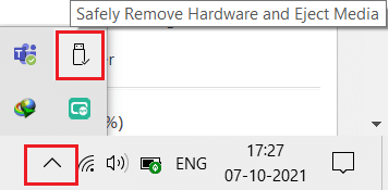 locate the Safely Remove Hardware icon on the Taskbar