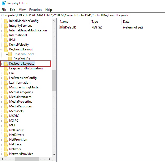 Scroll down and open the keyboard layout folder | Fix Windows 10 start button not working