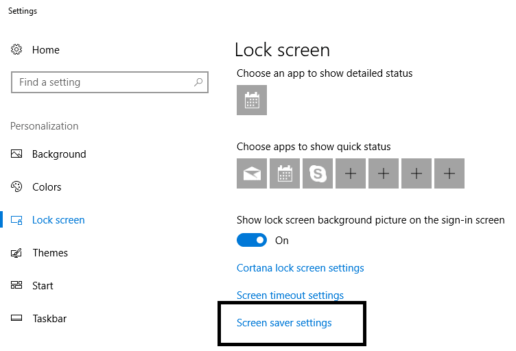 Scroll down and select the Screen Saver Setting under Lock Screen