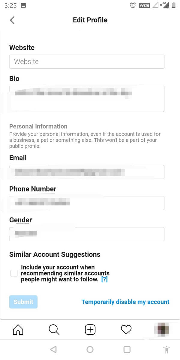 Scroll down, and you will find an option that says 'Temporarily disable my account’. | How to Know When Someone Deactivates Their Instagram Account
