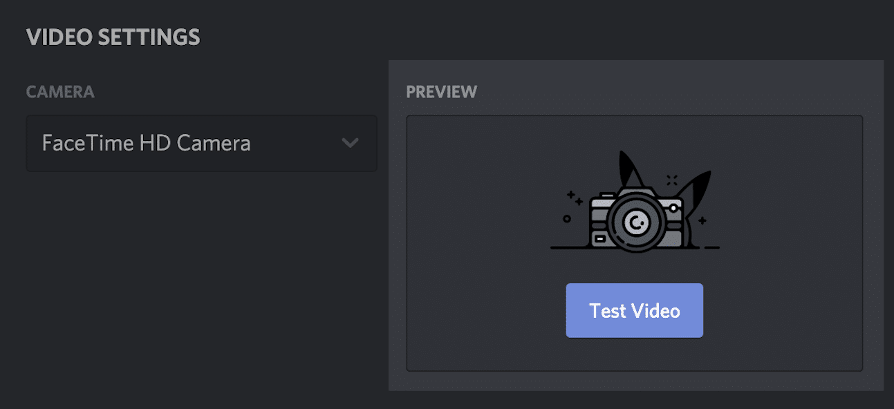 Scroll through the Video settings and then click on the Test Video button