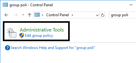 Search bar on the right pane of the window box, here you need to type group policy and hit Enter
