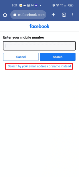 Search by your email address or name instead