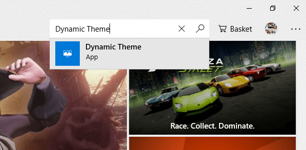 Search for Dynamic Theme app
