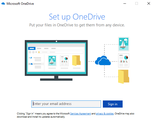 Search for OneDrive using search bar and hit enter