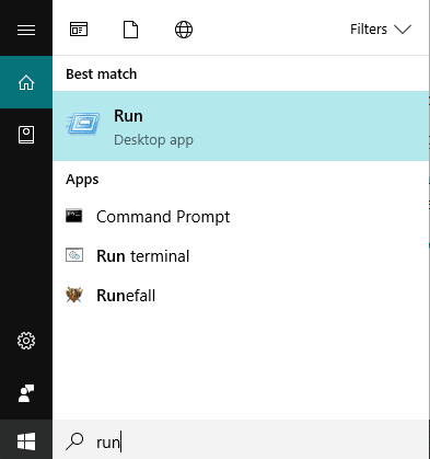 Search for Run (Desktop app) using the search bar