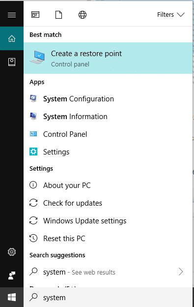 Search for System using search bar and hit on enter button